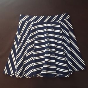 Blue and white striped skirt